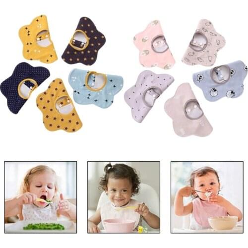5Pcs/Set Newborn Baby Pure Cotton Waterproof Flower Bibs 360 Degree Rotating Saliva Towel Infants Feeding Burp Cloths