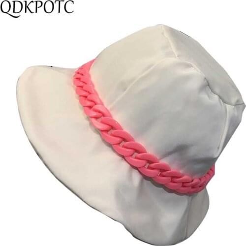 2021 Hat Summer Autumn New Women Chain Design Bucket Hats Fashion Personality Japanese Casual Sun Protection Shading Cap QDKPOTC