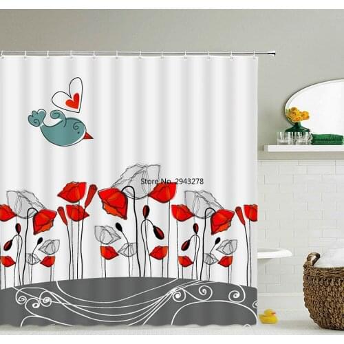 Beautiful Flower Woman Shower Curtain Fabric Waterproof Polyester Bathroom Curtain With Hooks 180X180 Decoration Bath Screen
