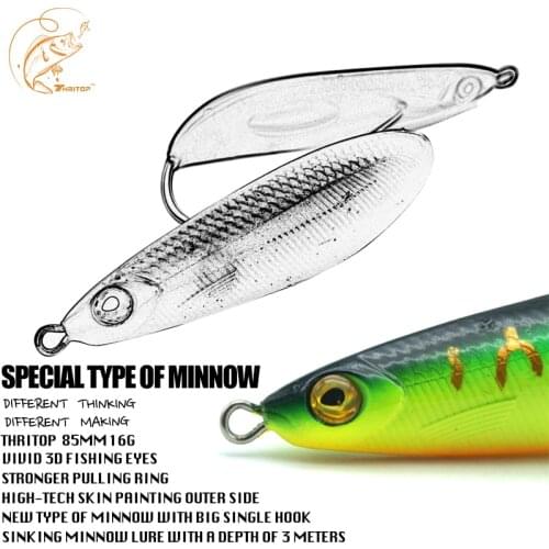 Thritop 1pcs 85mm 16g Bait Artificial Minnow Accessories 3D Eyes Tremble Hooks Hard Lure TP074 Fishing Tackle