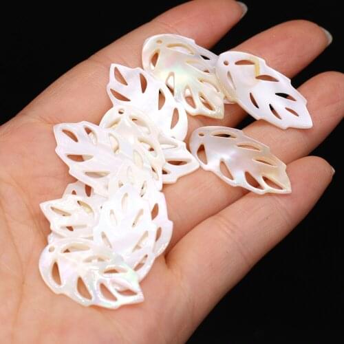 10pcs Natural Whtie Shell Pendant Fashion Leaf Shape Mother Shell Pendant for Making DIY Jewerly Necklace Accessories 16x29mm