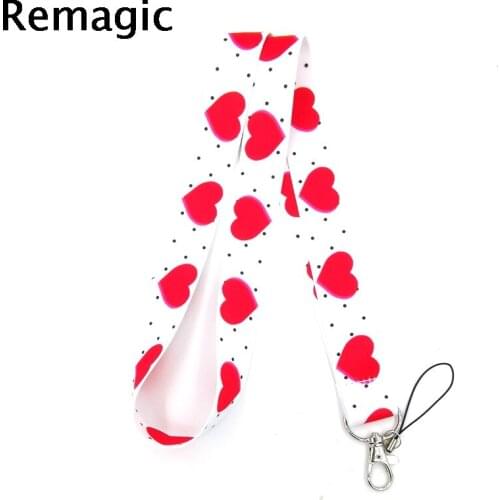 20pcs Pink Heart Love Point Wave Lanyard for Key Phone Cool Neck Strap Lanyard for Camera Whistle ID Badge Cute webbing ribbons