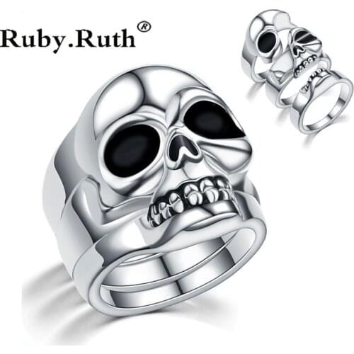 3 Set Men Ring Hip Hop Wedding Rings for Women Male Punk Jewelry Skull Rings