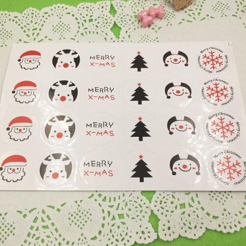 300pcs 3cm DIY Scrapbooking Merry Christmas Gift Kraft Sticker Cookie/Cake/Gift Labels Stickers Kitchen Sweets Party Seal