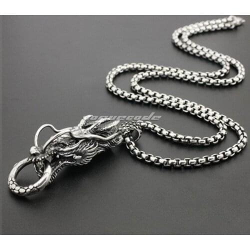 316L Stainless Steel Red Eyes Dragon Pendant Mens Biker Punk Style 3H004