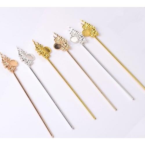 5pcs/lot 147mm 3 Color Alloy Hairpin Chinese Hair Sticks Bridal Hair Fork Hair Accessories For Women