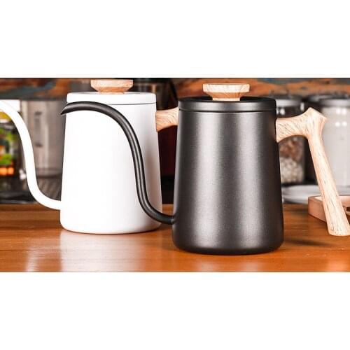 600Ml Drip Coffee Pot Drip Kettle Stainless Steel Handle Long Gooseneck Spout Drip Kettle Coffee Tea Pot