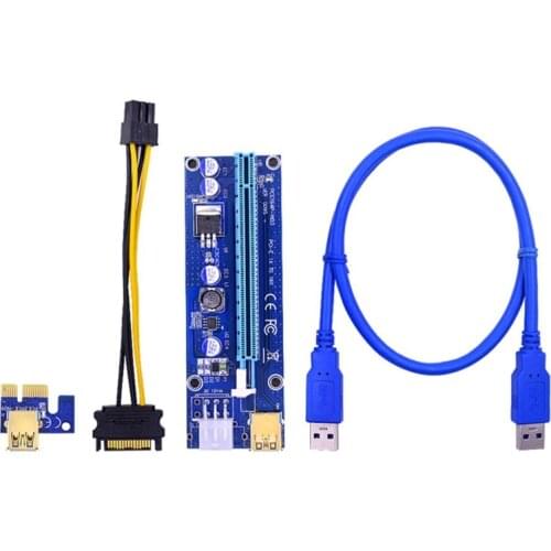Mining Powered Riser Adapter Card Graphics Extension PCI-E 1X to 16X Riser Whiteboard Gold-plated USB3.0 Head SATA 4pin