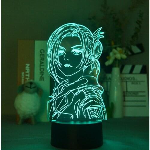 Acrylic 3D Night Light LED Nightlight Plug In Attack on Titan Annie Leonhart Desk Lamp Bluetooth Base Room Decoration Teenager G
