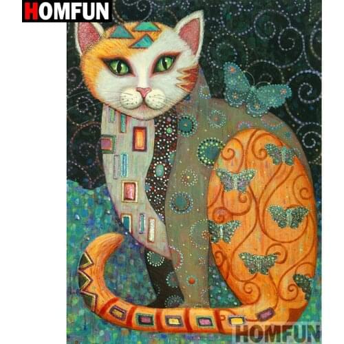 HOMFUN Full Square/Round Drill 5D DIY Diamond Painting "Cartoon cat" Embroidery Cross Stitch 3D Home Decor A10846