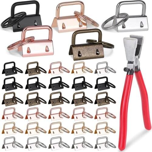 Key Fob Hardware,60PCS 1 Inch Key Fob With Key Fob Pliers Tool For Wrist Strap Keychain, Lanyard Clasp Hardware