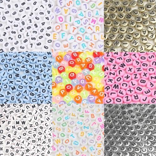 Wholesale 4*7mm Loose White Acrylic Alphabet Letter Beads For Bracelet Jewelry DIY Findings Plastic Round Beads