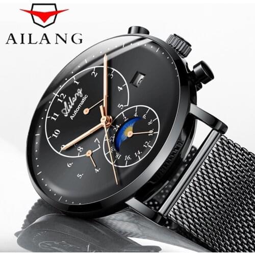 Watches Men AILANG Top Brand Luxury Mens Sports Waterproof mechanical Watch Man Black Full Steel Military Automatic Wrist watch