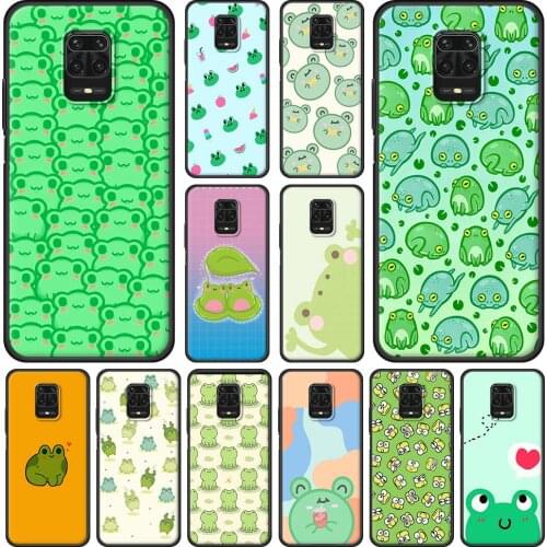 Cute Green Frog Case for Xiaomi Redmi Note 10 9S 9T 9 8 Pro 8T 7 K30 K40 Redmi 9A 9C 8A 7A Phone Cell Back Coque Cover Shell Bag