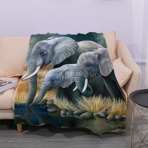 3d Printed Elephant Flannel Blanket Adult Fashion Home Office Decor Washable Kids Girls Soft Blanket Custom