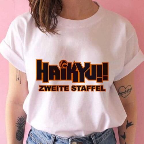 Haikyuu!! Graphic Print T-shirt Women Tee Harajuku Aesthetic White Tops Casual Tshirt 2021 New Summer Fashion Y2k Female T Shirt
