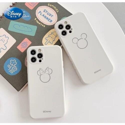 INS Clean lines Mickey Mouse Minnie kawayi Phone Case For iphone 13pro 13 Mini Soft Liquid silicone Cover For iphone 13promax