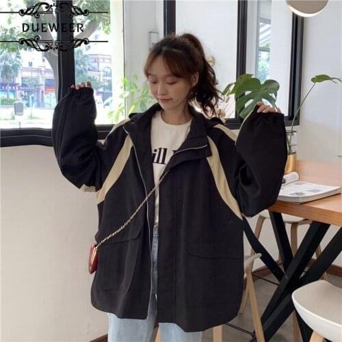 Jackets Women Windproof Outwear Striped Hooded Loose All-match Casual Harajuku Fashionable Korean Style