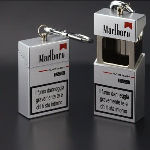 Fashion Portable Ashtray With lid Keychain Pocket Mobile Ashtray auto aschenbecher Mini Cigarette Metal Bottle Storage Package
