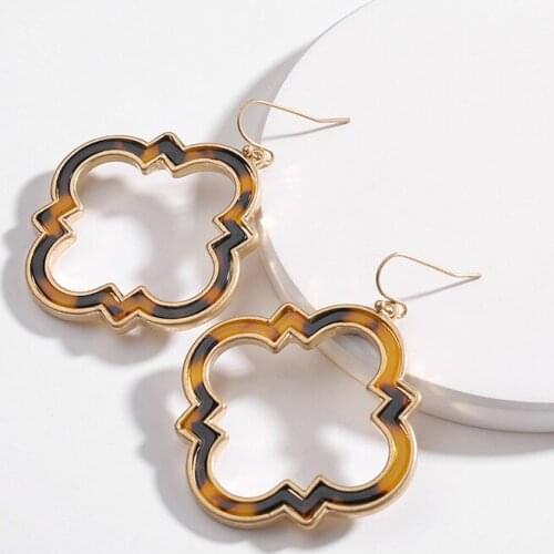 Fashion New 2019 Moroccan Hollow Out Leopard Statement Drop Earrings for Women