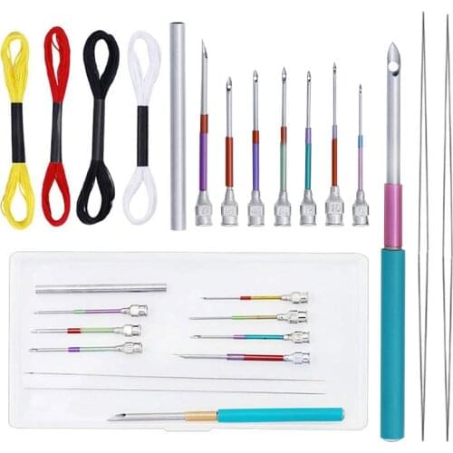 LMDZ 15Pcs Felting Punch Needles Embroidery Stitching Punch Needle Kit Poking Cross Stitch Tool Crochet Knitting Needle Thread
