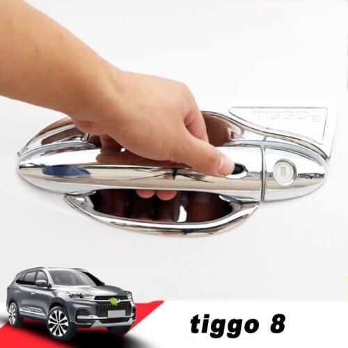 Car Exerior Door Handle Bowl Cover Chrome Decoration Trim Parts for Chery Tiggo 8 2018 2019 2020 2021 Accessories Auto Styling