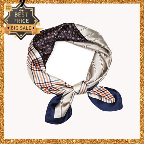 2020 New Print Women Scarf 70cm Square Pashmina Twill Silk Feeling Ladies Kerchief Luxury Autumn Hijab Fashion Shawls and Wraps