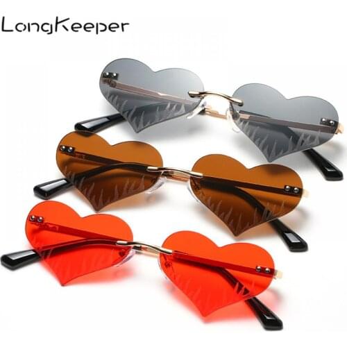 Brand Designer 2020 New Heart Shaped Sunglasses Women Fashion Rimless Sun Glasses Ladies Vintage Steampunk Eyewear UV400 Party