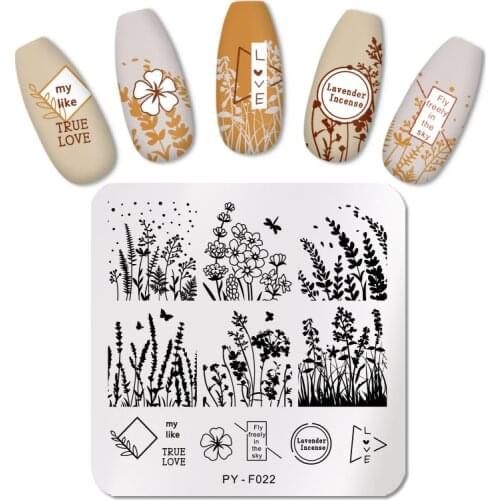 PICT YOU Square Nail Stamping Plates Flower Stamping Template Design DIY Stainless Steel Stencil Tools Nail Art Image Plate
