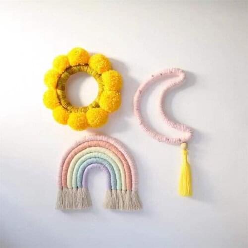 Handmade Braided Sunflower Wool Ball Wall Hanging Art Kids Gift Room Decor Wall Hanger Baby Birthday Gifts Room Decoration