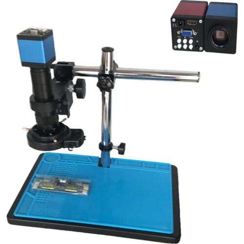 Full Set 13MP Industrial Microscope Camera HDMI VGA Outputs 180X 300X C-mount Lens 56 LED Light Video Recorder For PCB Soldering