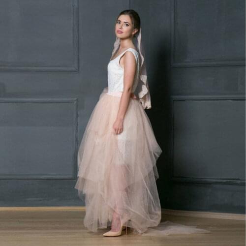 Simple Classic Pink Women Skirt Tulle Ruffle Layered Elastic Waist Floor Length Prom Skirt A-Line Skirt Plus Size Custom Made