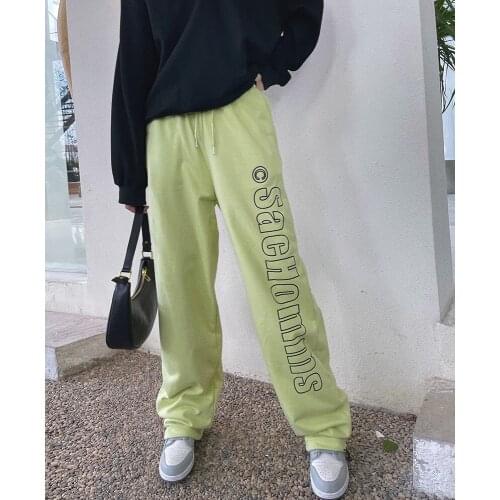 Will fall on the new wide-legged pants loose straight draw string can beam foot leisure trousers sportswear trousers female