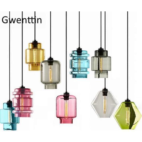Modern Stained Glass Pendant Lights for Home Dining Room Kitchen Light Fixtures Loft Decor Industrial Led Hanging Lamp Luminaire