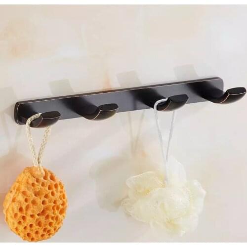 Bathroom Towel Bar Ring Row Hanger Toilet Black Clothes Hanger Coat Hooks Antique Black Metal Robe Hooks Wall Mounted