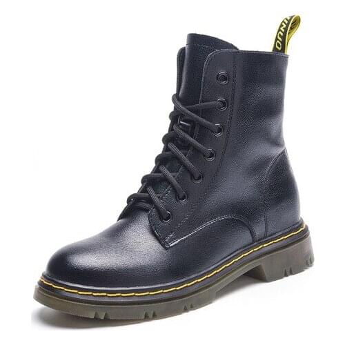 Women Boots New Unisex PU Leather Boots Autumn Winter Boots Martens Boots Martin Boots Casual Zapatos Mujer Q10-41