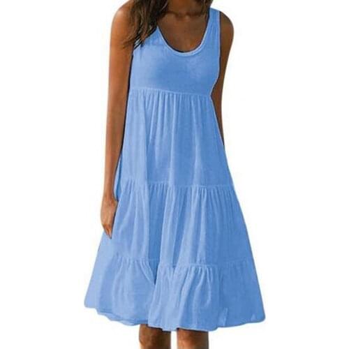 Casual Summer Sleeveless Women Dress Solid Color Thin Splicing Large Hem O Neck Midi Dress for party Streetwear xxxxl vestidos