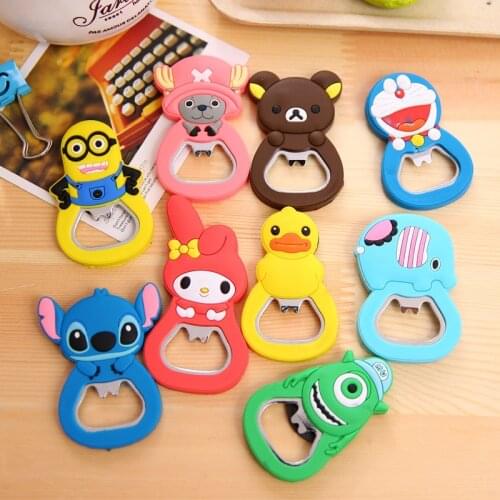 1/5/10Pcs Bottle Opener Fridge Magnet Silicone Animal Character Bottle Opener Cute Cartoon Beer Bottle Opener Kitchen Toos