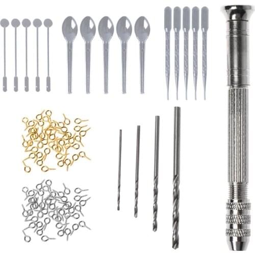 1 Set Epoxy Resin Kit DIY Jewelry Making Tools Drill Pins Gold Necklace Pendant Dropper Spoon Mix Stick Accessories Tool