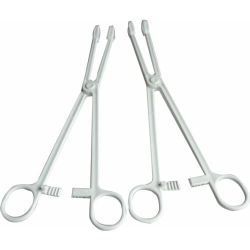 1Pcs Dental Disposable Plastic Hemostatic Forceps White Color Dentistry Equipment White Scissors Curved Tip Length 24cm