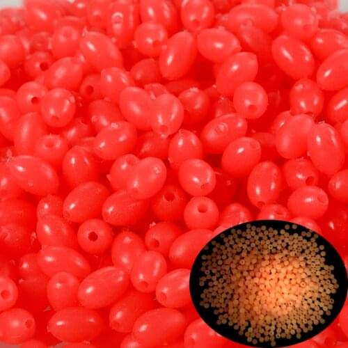 100pcs Oval Soft Rubber Fishing Beads Fishing Lure Luminous Bead Lures Glowing Balls Sinking Beads For Treble Hook Fish Tackle