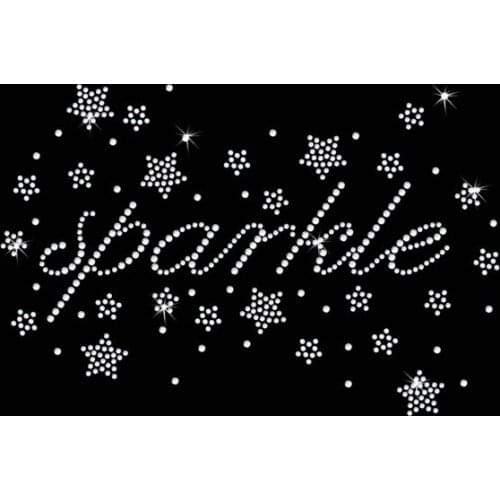 2pc/lot Sparklestar sticker Iron On Bling Transfer designs iron on transfer rhinestones patches for shirt
