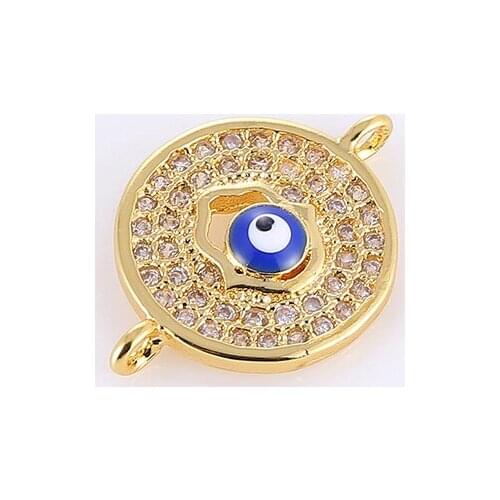 5pcs Micro Pave Jewelry Evil Eye Charms For Bracelet Wholesale Diy Zircon Hamsa Connector Beads For Jewelry Making Bijoux