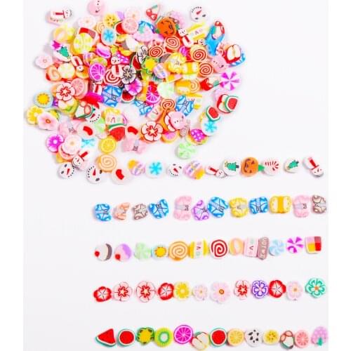 500pcs/pack Nail Art Fruit Flowers Feather DIY Design Slices Decoration Acrylic Beauty Polymer Clay Nail Sticker Tool