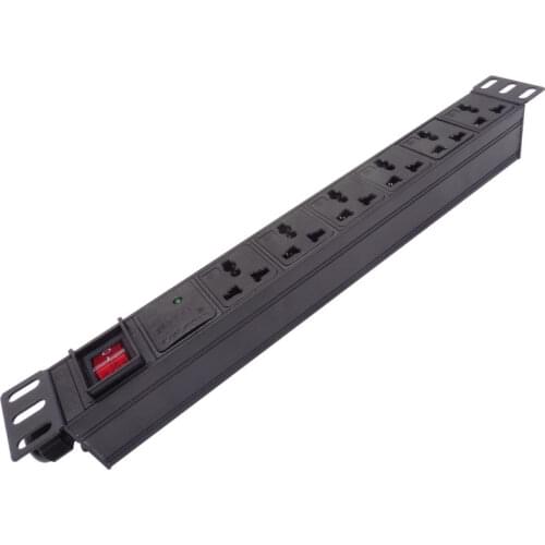 6 AC PDU Power Strip Aluminum alloy Cabinet Double Break Switch AC OUTLET Universal Socket