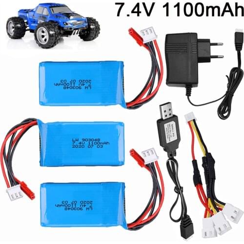 7.4V 1100mAh Li-Po Battery for WLtoys A949 A959 A969 A979 V912 V913 V353 k929 V262 L959 T23 RC Car Battery Accessories 903048