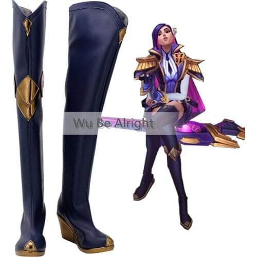LOL COS Battle Academia Caitlyn Game Cosplay Costume Shoes Boots Halloween Carnival Party Accessories Custom Made For Men Women