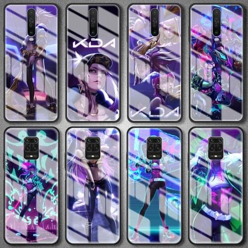 Glass Case For Xiaomi Redmi Note 9S 8T 9 8 Pro 7 8A Mi X3 NFC 10 Lite 9T CC9 Capa Phone Back Cover Shell League Legends LOL Kda