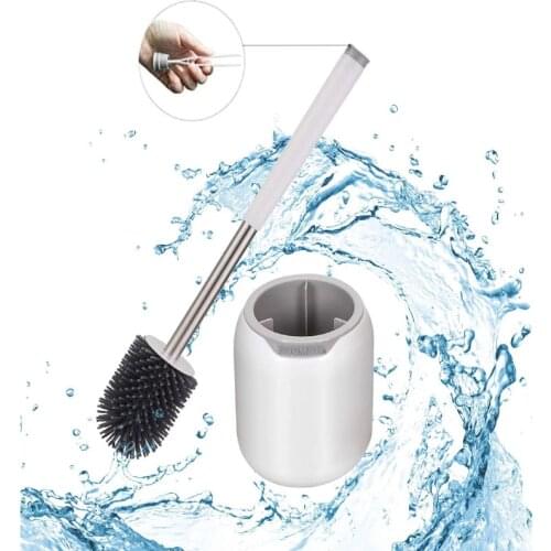 BOOMJOY Wall Hanging TPR Toilet Brush with a Tweezer Rubber Head Holder for Household Floor Bathroom Commode Cleaning