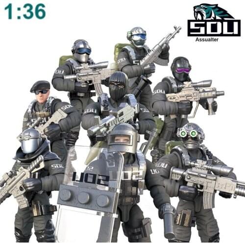 5cm Set Small Particle Figurine Military Building Block Scene Assembly Joint Movable Action Figure Model Decoration Boy Toy